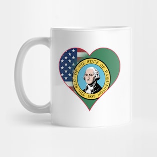 State of Washington Flag and American Flag Fusion Design Mug